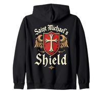 Archangel Michael Shield, Backprint Zip Hoodie