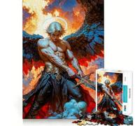 Archangel Michael, Warrior with Sword And Wings Jigsaws 1000 Pieces for Teenagers Decompress Smooth Cut Fun Challenge Perfect Art (38x52cm)