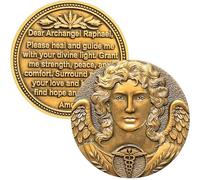 Archangel Raphael Healing Coin - 1.57 Inch Spiritual Medallion with Healing Prayer, Divine Light Symbol, Motivational Gift for Health, Strength, and Peace (Single Coin)