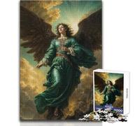 Archangel Raphael in Emerald Green Gown Jigsaw 1000 Pieces for Adults Brain Training Educational Game Ideal Surprise Gift for Loved Ones Size 50x75cm
