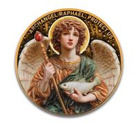 Archangel Raphael Prayer Medal - Healing Angel Token with Catholic Prayer, Zinc Alloy Religious Keepsake for Faith, Strength & Spiritual Comfort - Christian Gift for Healing and Protection