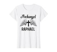 Archangel Raphael/Saint Raphael Catholic Protector Design Value Graphic T-Shirt, Women, White, XL