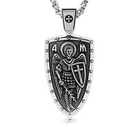 ARCHANGEL SAINT MICHAEL CROSS SHIELD STERLING SILVER MEDAL RUSSIAN ORTHODOX PENDANT NECKLACE by VENICEBEE