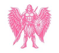 Archangel Saint Michael Mural and Wall Vinyl Decal 67.2x67.4cm Do not Damage The Wall Surface Pink