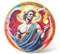 Archangel Uriel Challenge Coin - Spiritual Guidance Medallion with Prayer for Protection & Wisdom