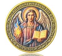 Archangel Uriel Challenge Coin - Spiritual Wisdom & Guidance Token with Prayer for Divine Protection and Illuminating Light