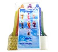 ARCHANGELES CANDLES. Weekly candles of the archangels. A candle for each day of the week. Archangels Michael, Gabriel, Uriel, Chamuel, Raphael, Jophiel, and Zadkiel. Ritual of petition and meditation.