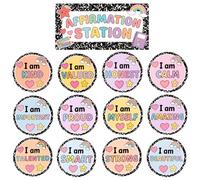 ARCHCRTC 22 Pieces Affirmation Station Composition Notebook Bulletin Board Decorations Set Motivational Positive Encouragement Inspirational Bulletin Board Posters for Back to School Classroom Decor