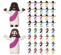 ARCHCRTC 40 Pcs Mini Jesus Figures Black Little Jesus Figurine Tiny Religious Christ Savior Doll for Hide and Seek Sunday Easter Egg Stuffers Baptism Gift (40, Multicolor)