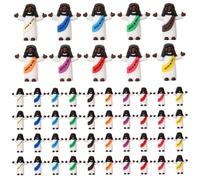 ARCHCRTC 50 Pcs Mini Black Jesus Figures Tiny Jesus Loves You Figurine Little Religious Christ Savior Doll to Hide and Seek for Sunday Easter Egg Stuffers Gift (50, Multicolor)