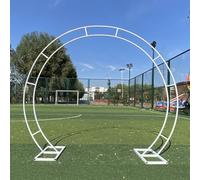 Arche de ballons double cercle blanche, structure métallique, support pour décorations de fête (mariage, fiançailles, anniversaire, baby shower, arche de jardin), décor idéal pour tous vos événements.