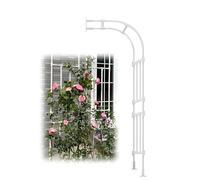 Arche de jardin pour rosiers grimpants, treillis en métal, demi-arche décorative de 240 cm, résistante aux intempéries, support mural pour plantes grimpantes et fleurs (blanc, 60 x 240 x 50 cm)