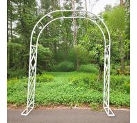 Arche de jardin robuste en acier résistant (134 po x 90,5 po) pour plantes grimpantes, vignes et rosiers. Élégante arche de mariage pour la décoration de cérémonie. Support d'arche blanc durable.