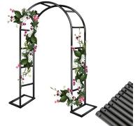 Arche de jardin robuste en métal noir, treillis pour plantes grimpantes, décoration de mariage, support extérieur pour terrasse, montage facile, 2,8 m x 2,2 m, idéal pour les potagers et les cours.