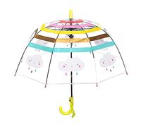 Arched Automatic Transparent Dome Bubble Umbrella with Cute Cartoon Rainbow Cloud, Kids Transparent Umbrella for Girls & Boys (Yellow)