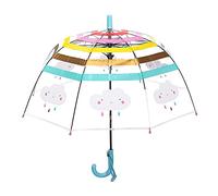 Arched Automatic Transparent Dome Bubble Umbrella with Cute Cartoon Rainbow Cloud, Kids Transparent Umbrella for Girls & Boys (Blue)
