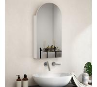 Arched Bathroom Mirror Cabinet with Adjustable Glass Shelves HOMCOM White One Size