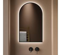 Arched Black Backlit Heated Bathroom Mirror with Lights 500 x 800mm - Empire