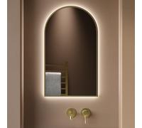 Arched Brass Backlit Heated Bathroom Mirror with Lights 500 x 800mm - Empire