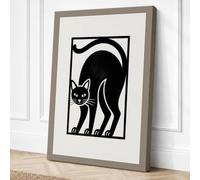 Arched Cat Geometric Canvas Wall Art Print 30x20 Inch