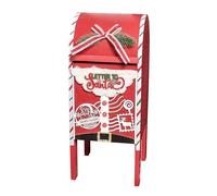 Arched Christmas Post Box Letter To Santa Red Wooden Xmas List Standing Mailbox