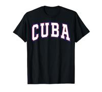 Arched Cuba Varsity Text Design in White Red and Blue Colors T-Shirt