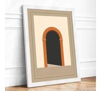 Arched Doorway Minimalist Framed Wall Art Print A4 White | Ready to Hang, Premium Gi Paper, Fade-Resistant Inks, Securely Packaged, UK Made
