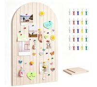 Arched Felt Pin Board, 80x40cm No Drill Wall Memo Board, Light Camel | Thick Dense Photo Display & Memory Board, Aesthetic Room Decor with 45 Push Pins & Stickers for Home Office, Vision Board
