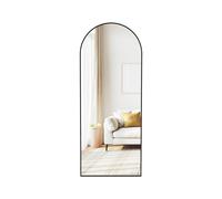 SONGMICS Full Length Mirror, 165 x 60 cm, Arched Full Body Mirror with Stand, Aluminium Alloy Frame Floor Mirror, Tempered Glass, for Bedroom, Living Room, Cloakroom, Ink Black LFM039BD01