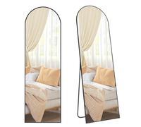 Arched Floor Mirror with Stand for Bedroom or Living Room, Matte Black / 160L x 50W cm