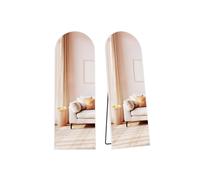 Arched Floor Mirror with Stand for Bedroom or Living Room, Matte White / 160L x 50W cm