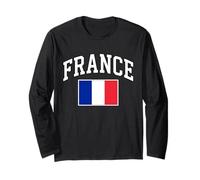 Arched France Typography and Flag Long Sleeve T-Shirt