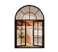 Arched French Casement - Black Iron Design for Dining & Kitchen, 80x80cm - Two Sles Perfect for Loft Bedroom Decor