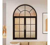 Arched French Iron Casement Window for Dining & Kitchen, 2 Sles Ideal for Loft Bedrooms, Black-B, 70x100cm - Slish & Home Decor Upgrade