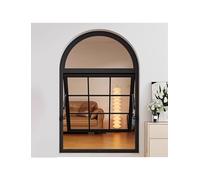 Arched French Window, Kitchen Home Decor Porthole Window, Flush Mount,Tempered Glass, for Entryway Living Room Bedroom(Black,30x100cm)