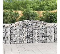 Arched Gabion Basket, Galvanised Iron, Decorative Garden Barrier, Silver, 400 x 50 x 100/120 cm