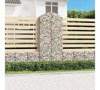 Arched Gabion Basket, Galvanised Iron, Garden Barrier, Silver, 100 x 50 x 220/240 cm