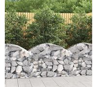 Arched Gabion Basket, Galvanised Iron, Garden Barrier, Silver, 100 x 50 x 60/80 cm