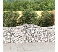 Arched Gabion Basket, Galvanised Iron, Garden Barrier, Silver, 200 x 50 x 80/100 cm, 22kg