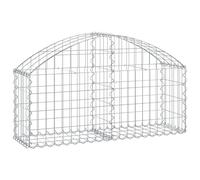 vidaXL Arched Gabion Basket 100x30x40/60 cm Galvanised Iron, Silver