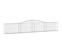 vidaXL Arched Gabion Basket 400x30x60/80 cm - Galvanised Iron Retaining Wall for Garden Barriers - Stable Cage with Gabion Hooks - Silver