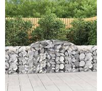 Arched Gabion Basket with Galvanised Iron, Garden Barrier, Silver, 300 x 50 x 80/100 cm