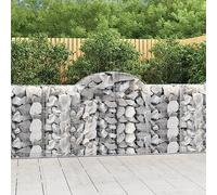 Arched Gabion Baskets 14 Pcs, Galvanised Iron, Garden Barrier, Silver, 200 x 50 x 100/120 cm