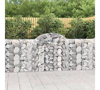 Arched Gabion Baskets 2-Piece Set, 200x30x100/120 cm Galvanised Iron, Durable Garden Barrier for Outdoor Landscaping & Wind Protection
