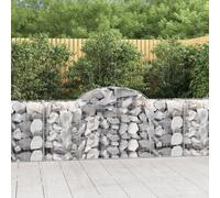 Arched Gabion Baskets 3 pcs 200x50x80/100 cm Galvanised Iron Berkfield Home Silver One Size