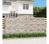 Arched Gabion Baskets 3 pcs 400x30x180/200 cm Galvanised Iron Berkfield Home Silver One Size