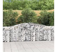 Arched Gabion Baskets 3 pcs 400x30x80/100 cm Galvanised Iron Berkfield Home Silver One Size