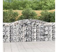 Arched Gabion Baskets 3 pcs 400x50x100/120 cm Galvanised Iron Berkfield Home Silver One Size