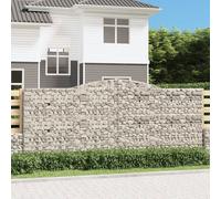Arched Gabion Baskets 3 pcs 400x50x160/180 cm Galvanised Iron Berkfield Home Silver One Size