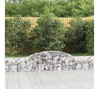 Arched Gabion Baskets 4-Piece Set, 300x30x40/60 cm Galvanised Iron, Durable Outdoor Planter & Retaining Wall for Garden Decor